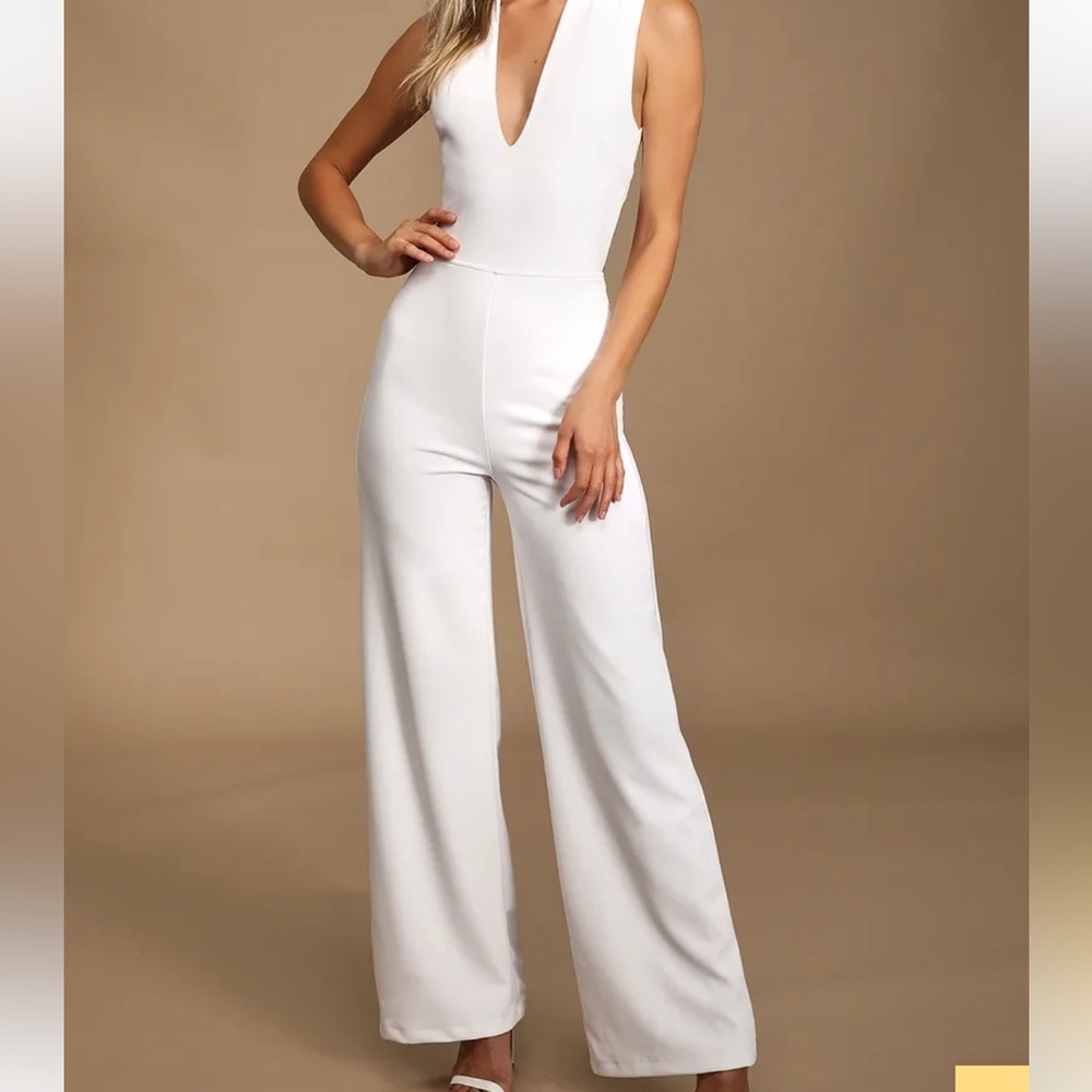 Lulu’s Thinking Out Loud White Jumpsuit- only worn once and freshly dry cleaned!